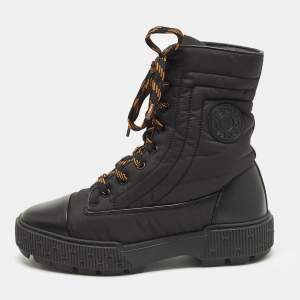 مملوكة مسبقًا Hermes Fresh Size 38 Black Leather and Nylon Combat Boots