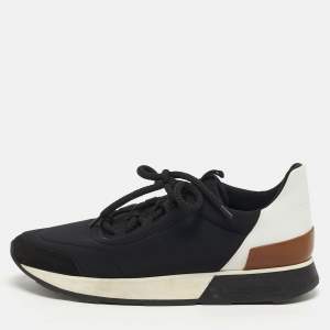 Pre Owned Hermes Miles Size 37 Tricolor Leather and Neoprene Low Top Sneakers