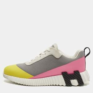 Pre Owned Hermès Bouncing Size 38 Multicolor Knit Fabric and Suede Low Top Sneakers