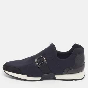 Pre Owned Hermes Run Size 38 Blue Leather and Neoprene Slip On Sneakers