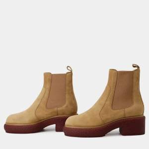 مملوكة مسبقًا Hermes Forever Side Gore Boots Brown Suede Size 38