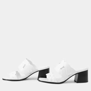 مملوكة مسبقًا Hermes Gabby Sandals White Leather Size 37