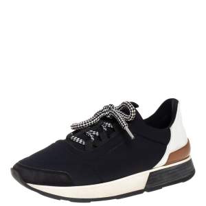 Hermes Monochrome Leather And Fabric Miles Low Top Sneakers Size 36.5