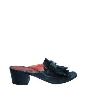 Hermes Black Leather Alma Sandals Size 39