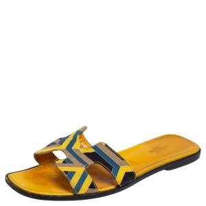 Hermes Multicolor Fabric Oran Flats Size 40