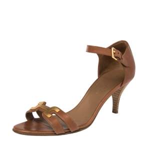 Hermes Tan Leather Premiere Ankle Strap Sandals Size 36.5 
