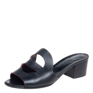 Hermes Black Leather Mona  Side Size 37.5