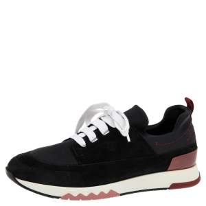 Hermes Black Nylon and Suede Stadium Low Top Sneakers Size 40 
