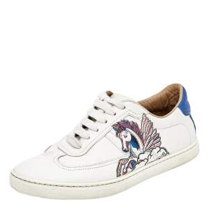 Hermés White Pégase Pop Print Leather Quicker Low Top Sneakers Size 36