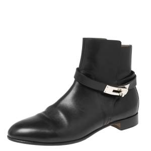 Hermes Black Leather Neo Ankle Boots Size 39 