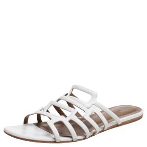 Hermès Leather Olympe Flat Slides Size 38.5