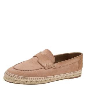 Hermes Pale Pink Suede Trip Espadrille Flats Size 39