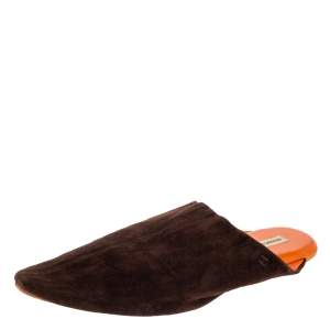 Hermès Brown Suede Pointed Toe Mule Size 39   