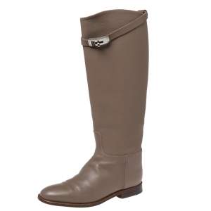 Hermes Light Brown Leather Jumping Boots Size 37