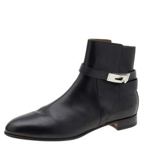 Hermès Black Leather Neo Ankle Length Boots Size 40