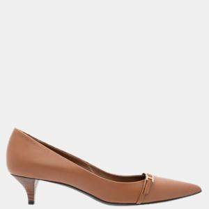 Hermes Brown Chevre Velours Leather Blush 40 Pumps Size EU 39