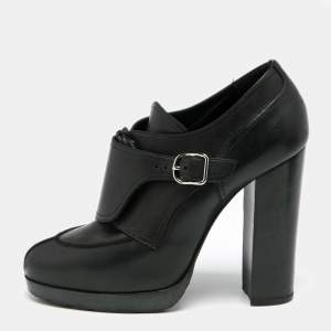 حذاء بوت هيرمس جلد أسود شريط مونك مقاس 39