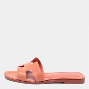 Hermes Peach Leather  Oran Sandals Size 36 