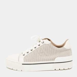 Hermes Cream Leather And Canvas Voltage Sneakers Size 39