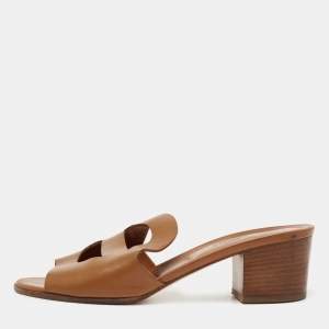 Hermes Brown Leather Mona Sandals Size 41