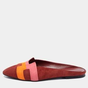 Hermes Multicolor Suede Roxanne Mules Size 37