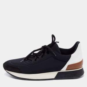 Hermes Tricolor Leather And Fabric Miles Lace Up Sneakers Size 38.5