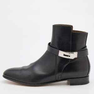 Hermes Black Leather Neo Ankle Length Boots Size 37