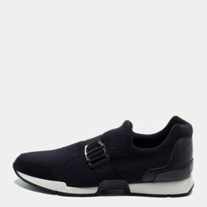 Hermes Black Neoprene and Leather Run Slip On Sneakers Size 37