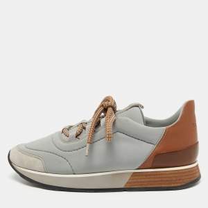Hermes Tricolor Neoprene and Leather Miles Sneakers Size 38