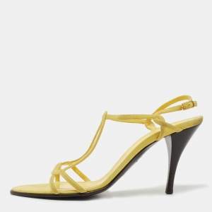 Hermes Yellow Suede Strappy Sandals Size 41