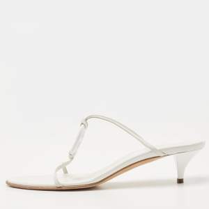 Hermes White Leather Kiss Slide Sandals Size 41