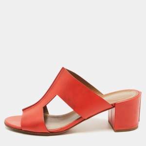 Hermes Red Leather Ostia Sandals Size 39