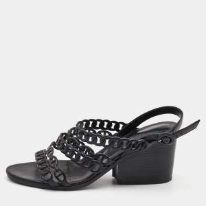 Hermes Black Leather Romanza Sandals Size 38