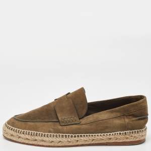 Hermes Olive Green Suede Trip Espadrille Flats Size 40