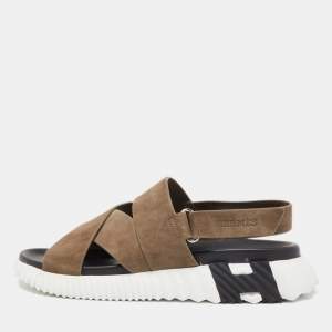 مملوكة مسبقًا Hermes Brown Suede Electric Sandals Size 41