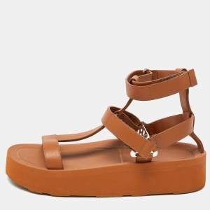 Hermès Brown Leather Enid Gladiator Sandals Size 40