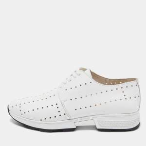حذاء رياضي أوكسفورد هيرمس جلد أبيض برباط مقاس 40.5