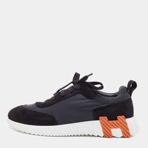 Hermes Black Suede and Neoprene Bouncing Low Top Sneakers Size 39