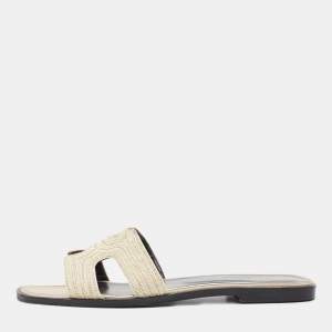 Hermes Gold Twisted Metal Thread Oran Sandals Size 39.5