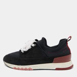 Hermes Black Nylon and Suede Stadium Low Top Sneakers Size 36