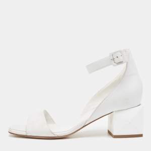Hermes White Leather Ankle Strap Sandals Size 36.5