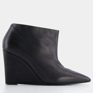 Hermes Black Leather Wedge Heels Size EU 36