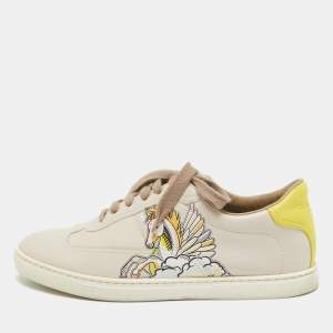 Pre Owned Hermes Two Tone Leather Trail Lace Up  Sneakers Size 38