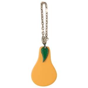 Pre Owned Hermes Pear Tan Leather Silver Bag Charm