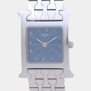 Hermes Blue Stainless Steel Heure H HH1.210 Quartz Women's Wristwatch 21 mm