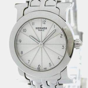 Hermes Silver Stainless Steel Heure H Quartz Women's Wristwatch 25 mm