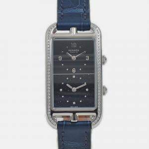 Hermes Navy Stainless Steel Nantucket Quartz Women's Wristwatch 22 mm