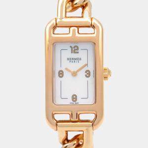 Hermes 18K pink gold White Shell  Nantucket Watch