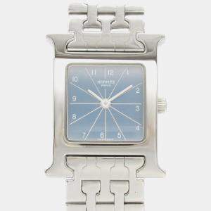 Hermes Blue Stainless Steel Heure H HH1.210 Quartz Women's Wristwatch 20 mm