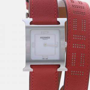 Pre Owned Hermes Heure H HH1.510e Quartz Silver Stainless Steel Women's Wristwatch 30 mm